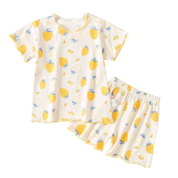 YunPes Toddler Girls Cute Floral Print Clothing Set Short Sleeve T-shirts & Shorts 2PC Outfits Lettuce Trim Graphic Loungewear Summer