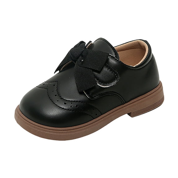 YunPes Toddler Girls Dress Shoes Eyelet Hook and Loop Flat Shoes Party Wedding Uniform Shoes Full Closed Mary Jane Shoes