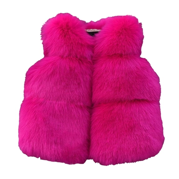 YunPes Toddler Girls Faux Vest Kids V-Neck Sleeveless Furry Jacket Lightweight Fall Winter Warm Outerwear Fuzzy Waistcoat