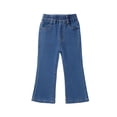 thumbnail image 1 of YunPes Toddler Girls Flared Jeans Elastic Waist Slim Fit Denim Pants with Pockets Kids Casual Fashion Denim Jeggings for 1-7Y, 1 of 7