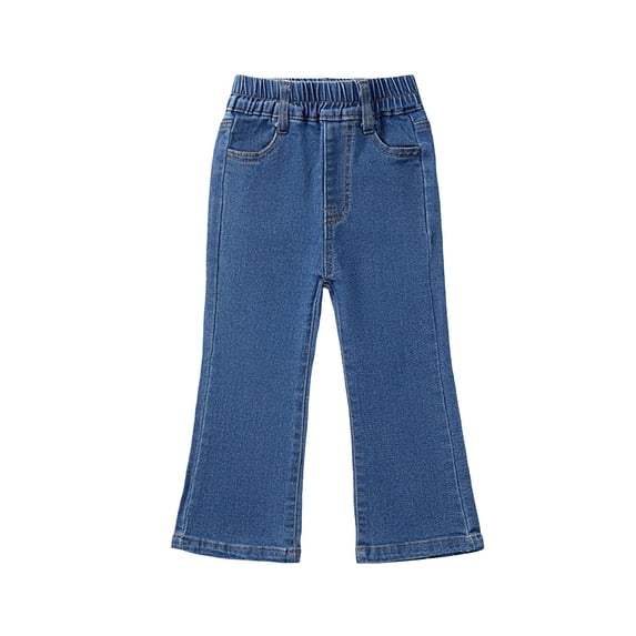 YunPes Toddler Girls Flared Jeans Elastic Waist Slim Fit Denim Pants with Pockets Kids Casual Fashion Denim Jeggings for 1-7Y