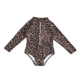 thumbnail image 1 of YunPes Toddler Girls One Piece Swimsuits Leopard Print Long Sleeve Bodysuit Summer Rash Guard Sun Protection Swimwear UPF 50+, 1 of 4