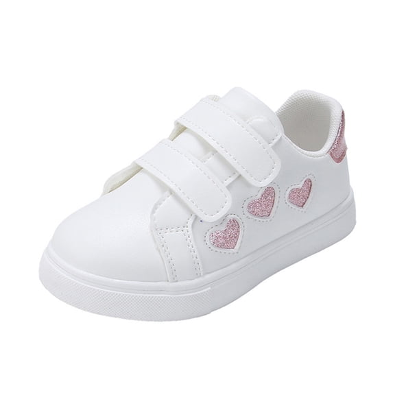 YunPes Toddler Girls Stylish Sneakers Cute Glitter Star Patch White Skate Shoes Non-Slip Cushioned Athletic Shoes with Hook & Loop