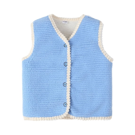 YunPes Toddler Girls Winter Fleece Vest Soft Plush Sleeveless V-Neck Jacket Coat Cozy Flannel Warm Layer Tops Kids Fashion Fall Clothes