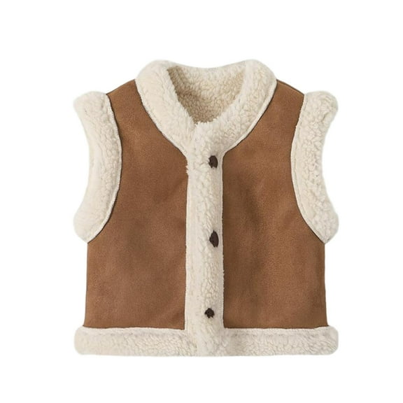 YunPes Toddler Sherpa Fleece Vest Jacket Baby Boys Girls Button Down Fleece Lined Sleeveless Outwear Winter Vest Coat