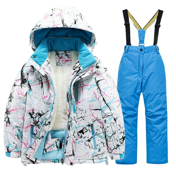 YunPes Toddler Snowsuits Thicken Fleece Lined Winter Warm Coat Ski Bib Suits Fashion Boy Girls Outdoor Waterproof Windproof Outfits