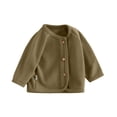 thumbnail image 1 of YunPes Toodler Girls Button-Down Jacket Plain Crewneck Cardigan Outerwear Casual Versatile Kids Spring Fall Outdoor Clothes, 1 of 6