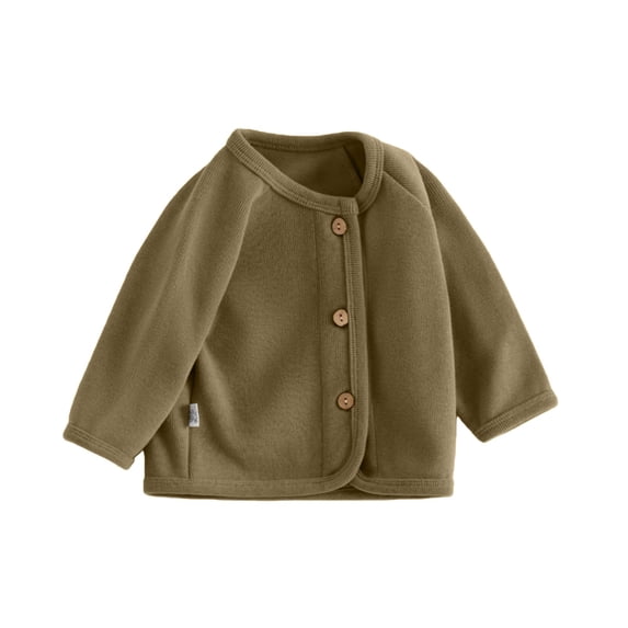 YunPes Toodler Girls Button-Down Jacket Plain Crewneck Cardigan Outerwear Casual Versatile Kids Spring Fall Outdoor Clothes