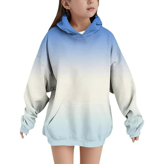 YunPes Trendy Oversized Hoodies for Girls Gradient Long Sleeve Hooded Sweatshirts with Pockets Teen Daily Athletic Pullover