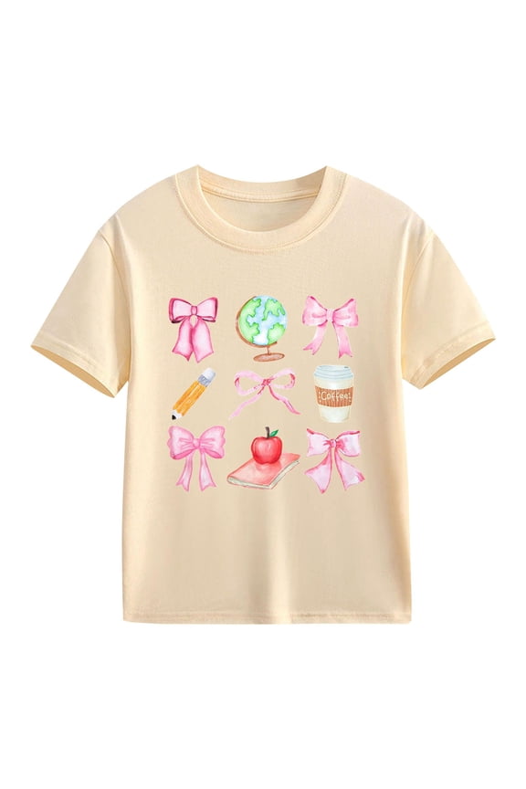 Tween Girls Back to School T-shirt Graphic Print Short Sleeve Tees Students First Day of School Clothes Summer