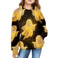 thumbnail image 1 of YunPes Unisex Kids Hoodie Boys Girls Waffle Textured Sweatshirt Cute Ghost Print Long Sleeve Hooded Pullover Spring Fall Clothes, 1 of 7