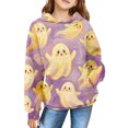 thumbnail image 1 of YunPes Unisex Kids Hoodie Boys Girls Waffle Textured Sweatshirt Cute Ghost Print Long Sleeve Hooded Pullover Spring Fall Clothes, 1 of 7