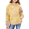 thumbnail image 1 of YunPes Unisex Kids Hoodie Boys Girls Waffle Textured Sweatshirt Cute Ghost Print Long Sleeve Hooded Pullover Spring Fall Clothes, 1 of 7