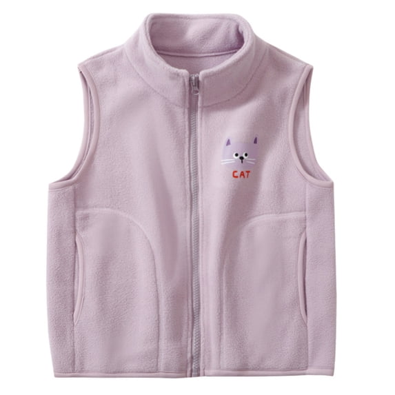 YunPes Unisex Kids Micro Fleece Vest Full-Zip Sleeveless Stand Collar Jacket Tops Fall Winter Warm Layer Outerwear for Boys Girls