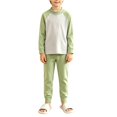 thumbnail image 1 of YunPes Unisex Kids Spring Fall Outfits Contrast Raglan Long Sleeve Pullovers & Pants Kids Soft Cozy Loungewear Set 2pcs, 1 of 6