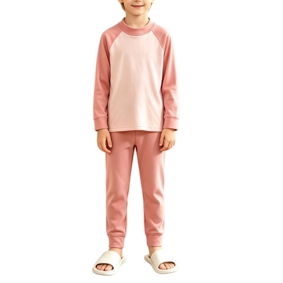YunPes Unisex Kids Spring Fall Outfits Contrast Raglan Long Sleeve Pullovers & Pants Kids Soft Cozy Loungewear Set 2pcs