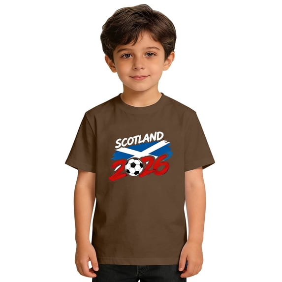 YunPes Unisex Short Sleeve T-shirt Football Print Tees Scotland 2026 Football Tops Summer Boys & Girls Casual Crewneck Clothes