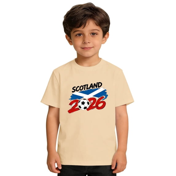 YunPes Unisex Short Sleeve T-shirt Football Print Tees Scotland 2026 Football Tops Summer Boys & Girls Casual Crewneck Clothes