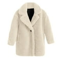 thumbnail image 1 of YunPes Warm Jacket for Girls Lapel Button Up Furry Fuzzy Coat with Pockets Toddler Outdoor Windproof Fleece Outerwear, 1 of 4