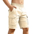 thumbnail image 1 of YunPes Youth Boys Cargo Shorts Elastic Waist Knee Length Bermuda Shorts with Multiple Pockets Kids Casual Athletic Clothes, 1 of 5