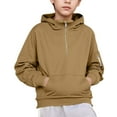 thumbnail image 1 of YunPes Youth Boys Christmas Clothes Half Zipper Hooded Sweatshirt Casual School Plain Pullover Tops for Kids Fall Winter Warm Outfit, 1 of 7