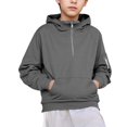 thumbnail image 1 of YunPes Youth Boys Christmas Clothes Half Zipper Hooded Sweatshirt Casual School Plain Pullover Tops for Kids Fall Winter Warm Outfit, 1 of 7
