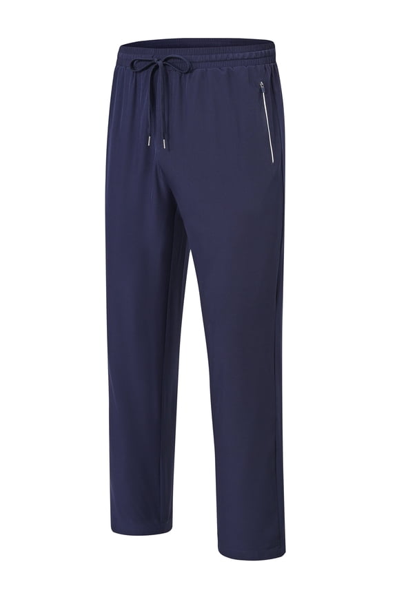 Men's Elastic Waist Hiking Pants Water Resistant Quick-Dry Lightweight Outdoor Sweatpants with Zipper Pockets