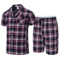 thumbnail image 1 of Xibflo Mens Cotton Pajama Sets Short Sleeve Sleepwear Button Down Loungewear Pjs with Pockets, 1 of 6