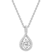 Yunc 925 Sterling Silver Necklace for Women Cubic Zirconia Round Cut 1.25CT Pendant Necklace Dainty Jewelry Gifts for Women