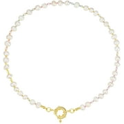 Yunc Beaded Gemstone Necklace for Women, Colorful Boho Bead Choker Necklace Natural Stone Freshwater Pearl Surfer Beach Necklace 14K Gold Plated Summer Handmade Jewelry