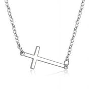 Yunc S925 Sterling Silver Chic Minimalist Cross Pendant Necklace for Women - Trendy Layering Choker with Versatile Style