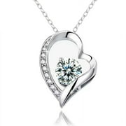 Yunc Trendy and Elegant Women's Heart-Shaped Pendant Necklace with Diamond-like Zirconia, Minimalistic Design for a Stylish Gift