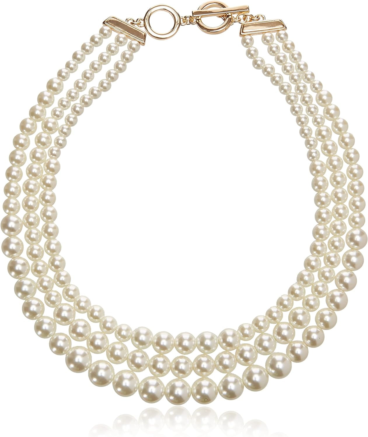 Yunc Women's Gold-Tone Blanc Pearl Collar Necklace