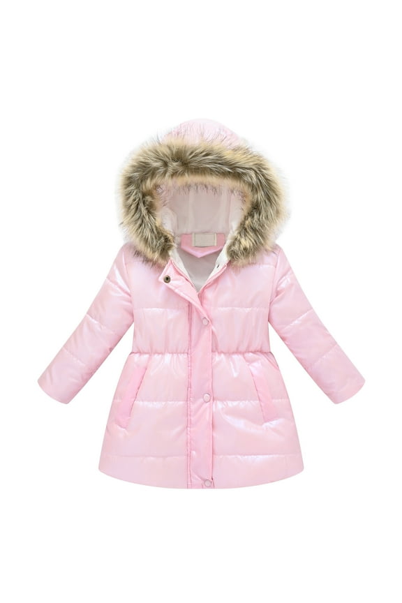 Baby Kids Winter Coat Girls Thick Warm Hooded Windproof Jacket Outwear Clothes Outerwear 8-9 Years