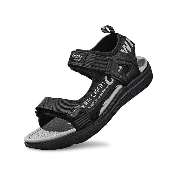 Yuncity Boy Sandals Letter Print Hook Loop Strap Lightweight Summer Comfortable Leisure Outdoor Daily Wear Boy's Sandal Size 7-8 Years Grey