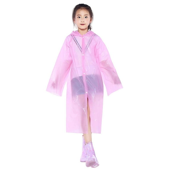 Yuncity Boys Girls Raincoat Autumn Plain Color Buttoned Thick Poncho Raincoats Rain Ponchos Rainwear Pink One Size