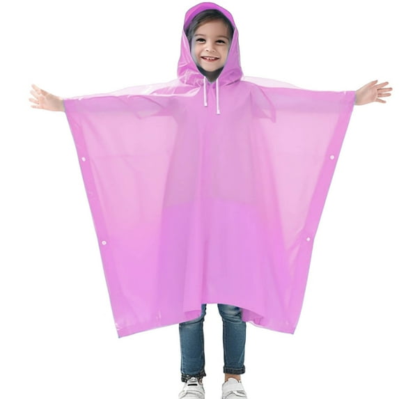 Yuncity Boys Girls Raincoat Plain Color Buttoned Thick Poncho Rain Ponchos Waterproof Rain Jacket One Size