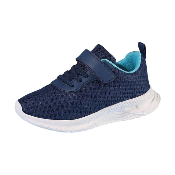 Yuncity Boys Girls Sneakers Mesh Hook Loop Soft Sole Lightweight Breathable Sport Outdoor Daily Wear Kids Shoes Size 8-9 Years Navy