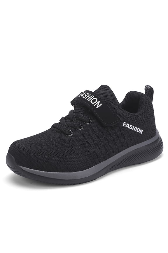 Boys Girls Sneakers Mesh Hook Loop Soft Sole Lightweight Casual Sport Non- Outdoor Daily Wear Kids Shoes Size 9-9.5 Years Black