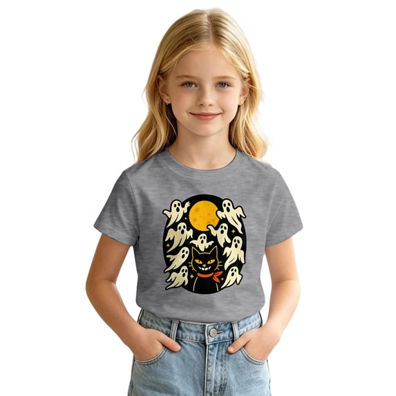 Yuncity Boys Girls Tshirts Cute Halloween Graphic Print Tees Summer Fall Casual Short Sleeve Outdoor Activities Tops Size 2-3 Years