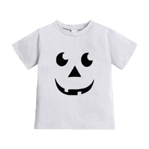 Yuncity Boys Girls Tshirts Halloween Cute Pumpkin Graphic Tees For Toddler Baby Short Sleeve Shirts Summer Fall Casual Holiday Tops Size 1-2 Years