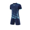 thumbnail image 1 of Yuncity Boys Outfit Short Sleeve Crew Neck Graphic Print Tops With Shorts 2 Pieces Set Summer Youth Sport Football Outdoor Daily Wear Toddler Kids Clothes Set Size 6-7 Years Blue, 1 of 4