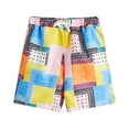 thumbnail image 1 of Yuncity Boys Shorts Paisley Print High Waist Elastic Adjustable Drawstring Lightweight Summer Fashion Casual Outdoor Daily Wear Kids Shorts Size 3-4 Years, 1 of 2