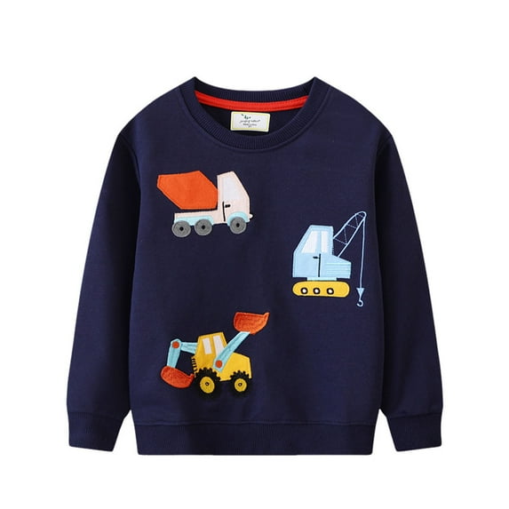 Yuncity Boys Sweatshirt Toddler Dinosaur Long Sleeve Pullover Crewneck Shirts Cartoon Tee Sport Tops For Kids Sweatshirts 6-7 Years