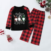 WEEBLOOM Yuncity Christmas Family Pajamas Matching Sets Kids Toddler Clothes Cute Plaid Long Sleeve Tops Pants Xmas Outfits Clothes Nightwear Loungewear Xmas Family Pajama