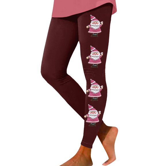 Yuncity Christmas Leggings For Women Santa Claus Print High Waisted Fall Winter Soft Casual Stretch Yoga Pants Outdoor Activities Bottoms,Size S-Xxl