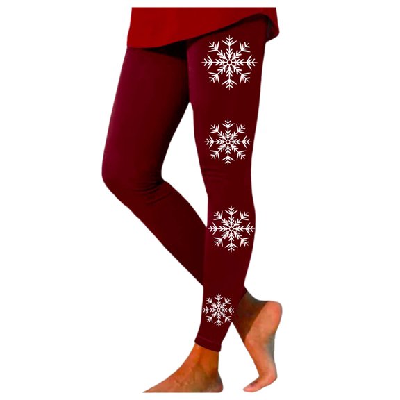 Yuncity Christmas Leggings For Women Snowflake Print High Waisted Stretchy Sport Yoga Pants Fall Winter Soft Cozy Outdoor Activities Casual Pant,Size S-Xxl