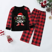 WEEBLOOM Yuncity Christmas Matching Family Pajamas Kids Toddler Clothes Cute Plaid Long Sleeve Tops Pants Xmas Outfits Clothes Nightwear Loungewear Family Matching Xmas Pajama