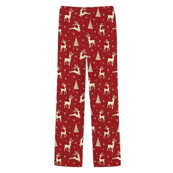 Yuncity Christmas Mens Pajama Pants Casual Cat Printed Loose Pyjamas Pants Dailywear Hot Pink L