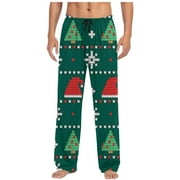 YUNCITY Christmas Mens Pajama Pants Casual Fashion Sweatpants With Drawstring Pocket Cozy Sleep Pants Loungewear Green L